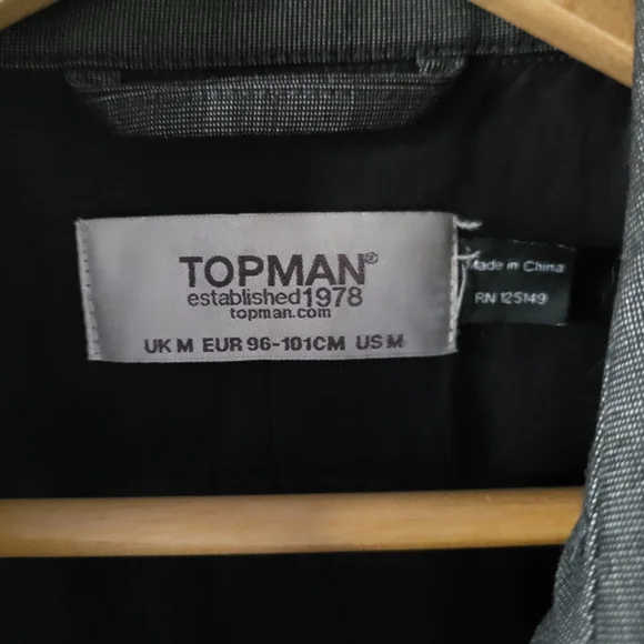 Men's Medium Grey Botton Up Topman Overcoat - Picture 3 of 6